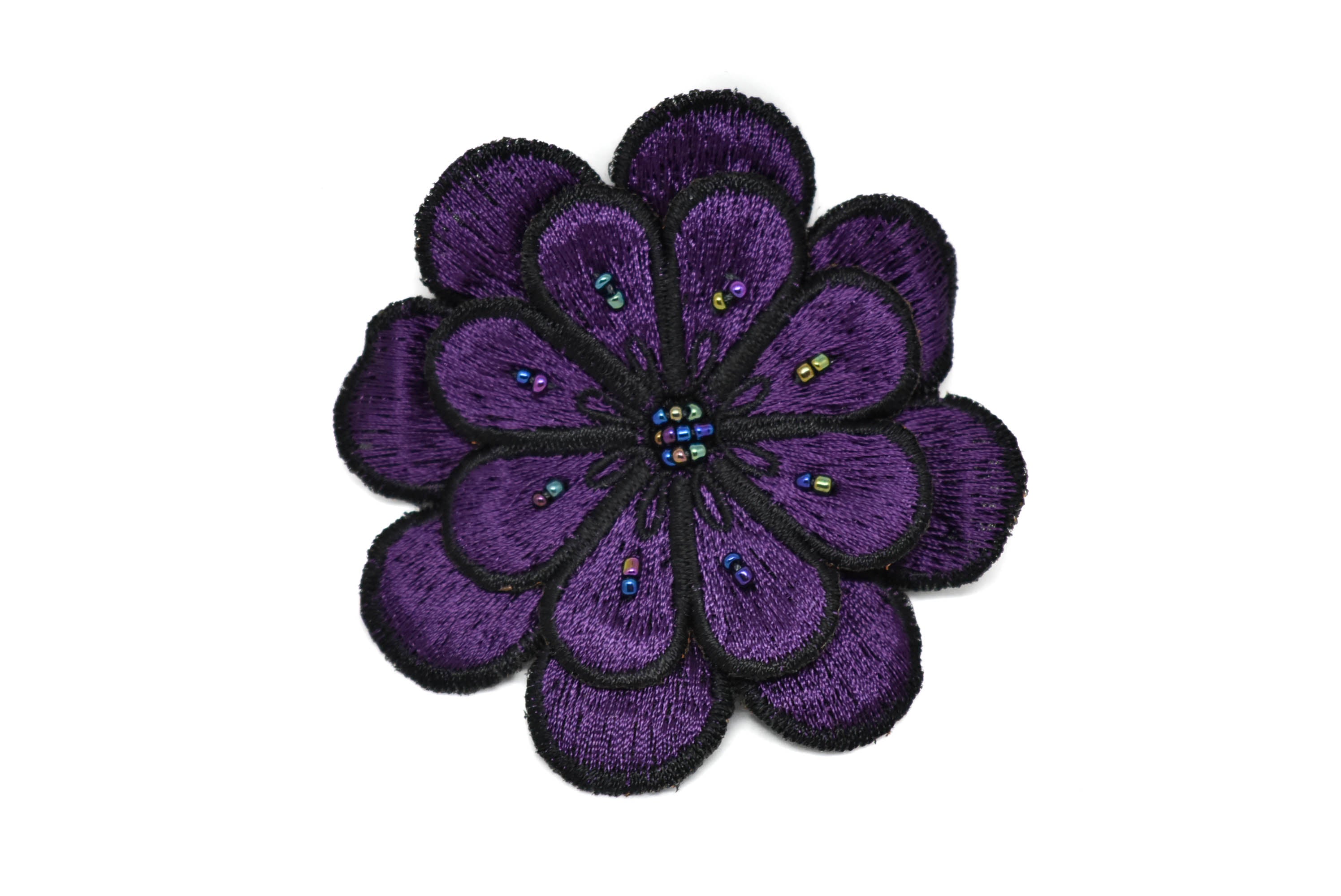 Expo International Chante Iron on Embroidered Flower Patches/Appliques, Purple