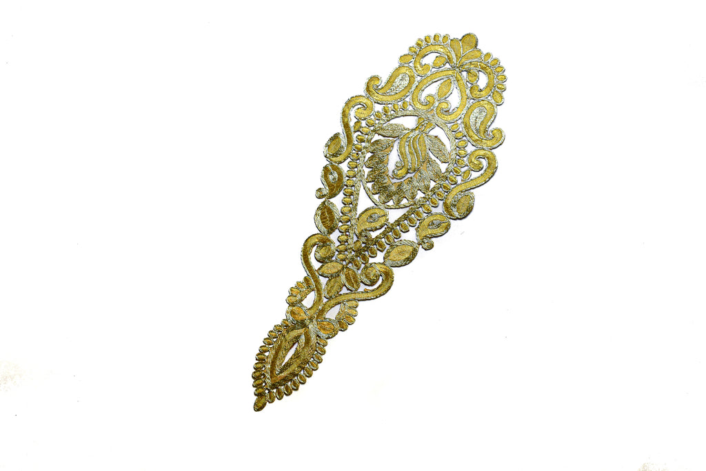 Metallic Gold Applique, Long Metallic Applique for Dresses